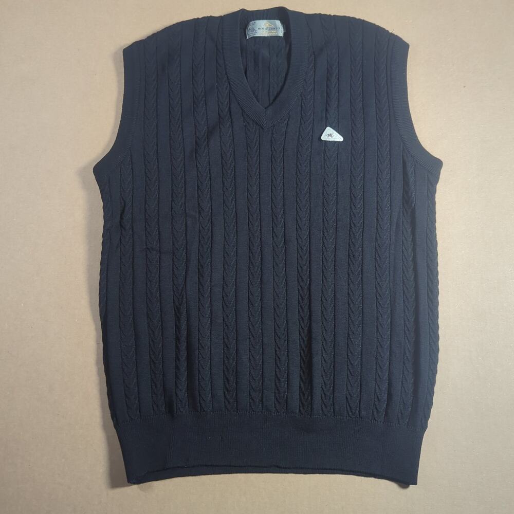 Vintage Monte Carlo Black Cable Knit Sweater Vest Grandpacore Dark Academia